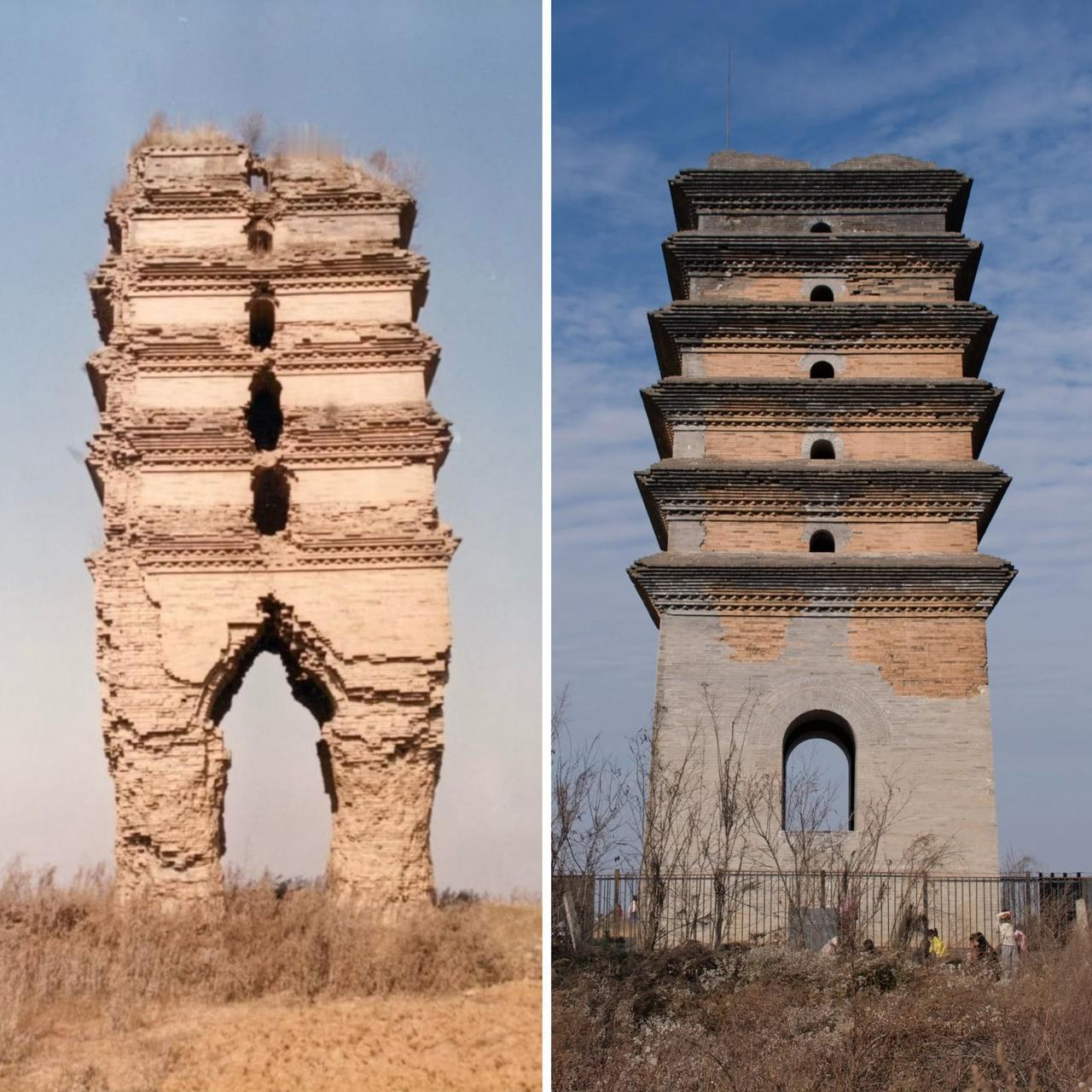 西安二龙塔建于唐代（约公元618-907年），历经数百年风雨侵蚀，损毁严重。
2