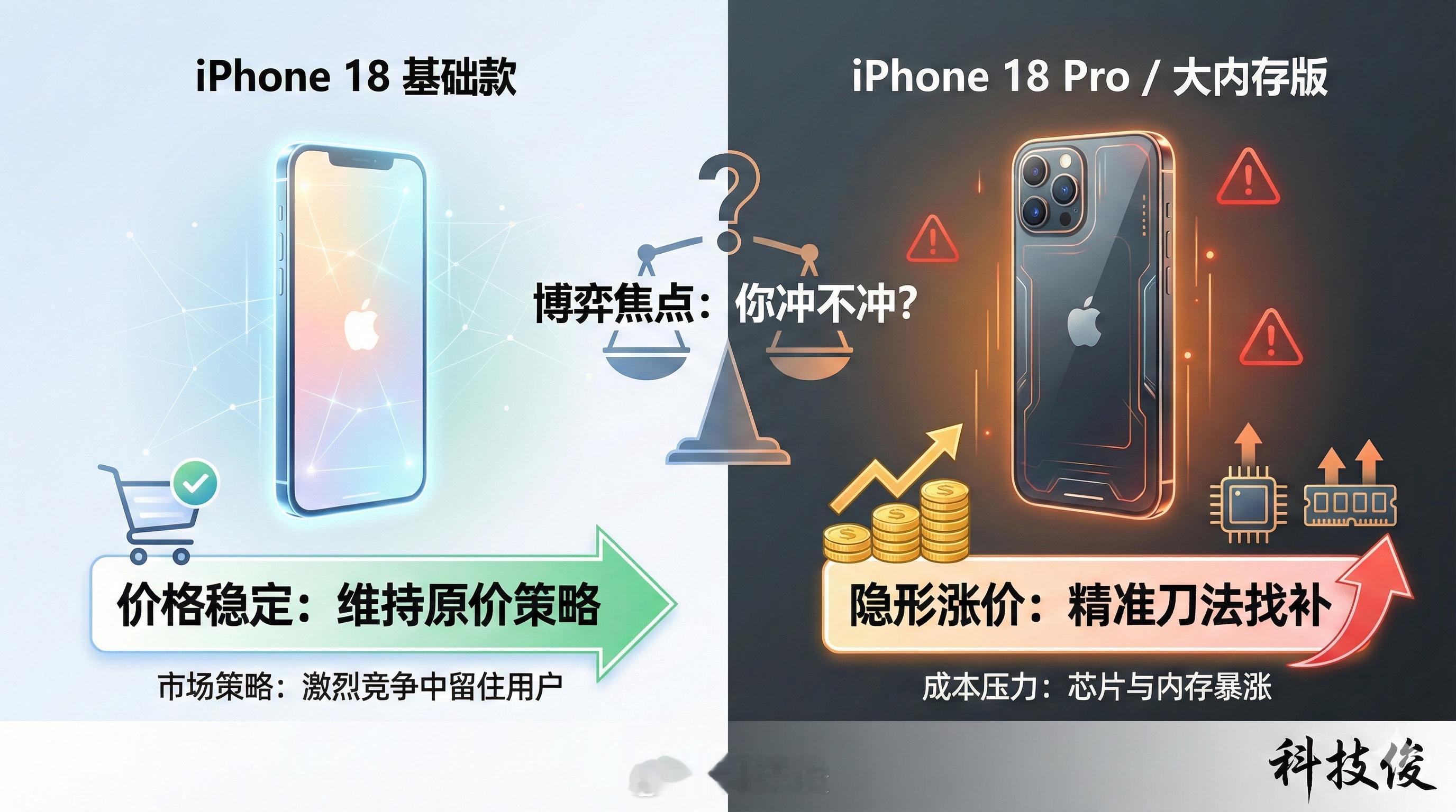 iPhone18有望不涨价听到这个消息我还挺意外的，毕竟供应链都在传内存和芯片成