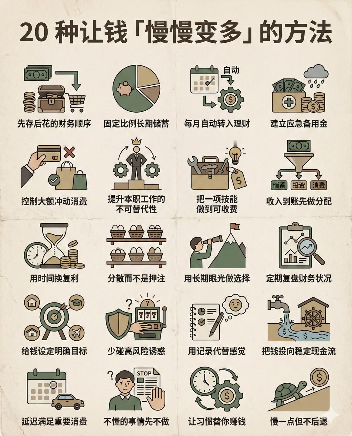 20种让钱慢慢变多的方法 