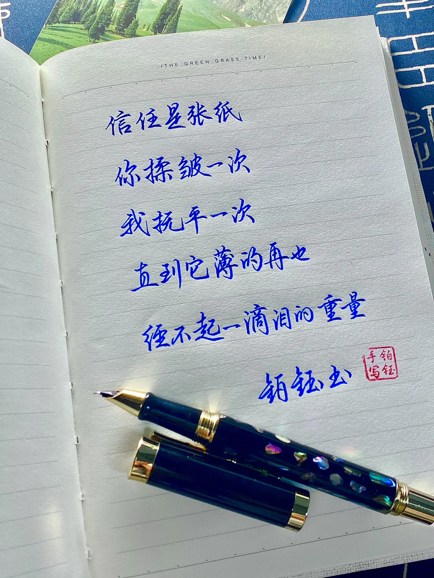 信任是张纸 你揉皱一次 我抚平一次 直到它薄的再也经不起一滴泪的重量 ...