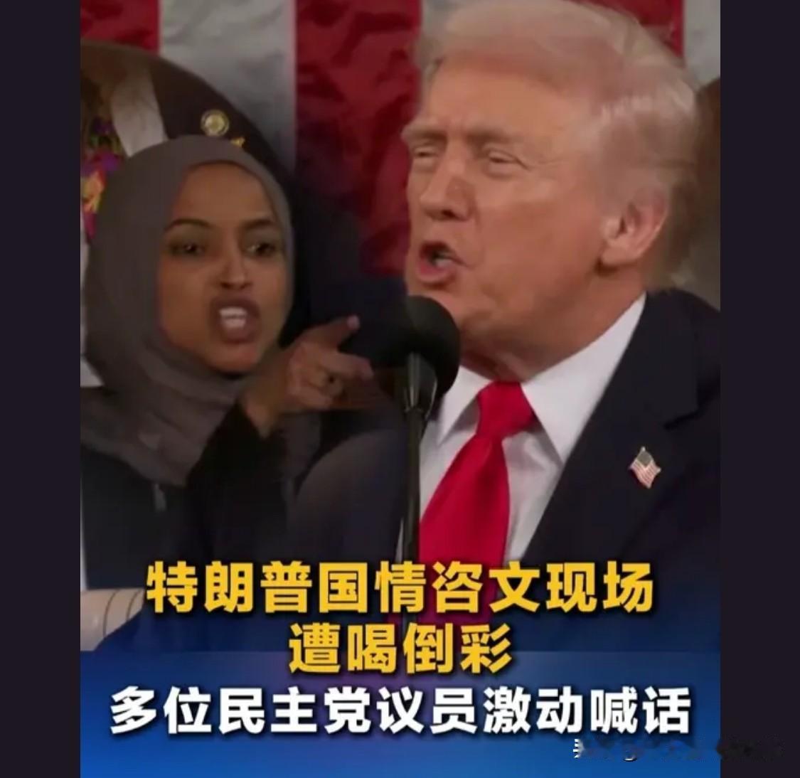 演讲开始不到5分钟，得克萨斯州民主党众议员阿尔·格林就高举写有“黑人不是猿猴”的