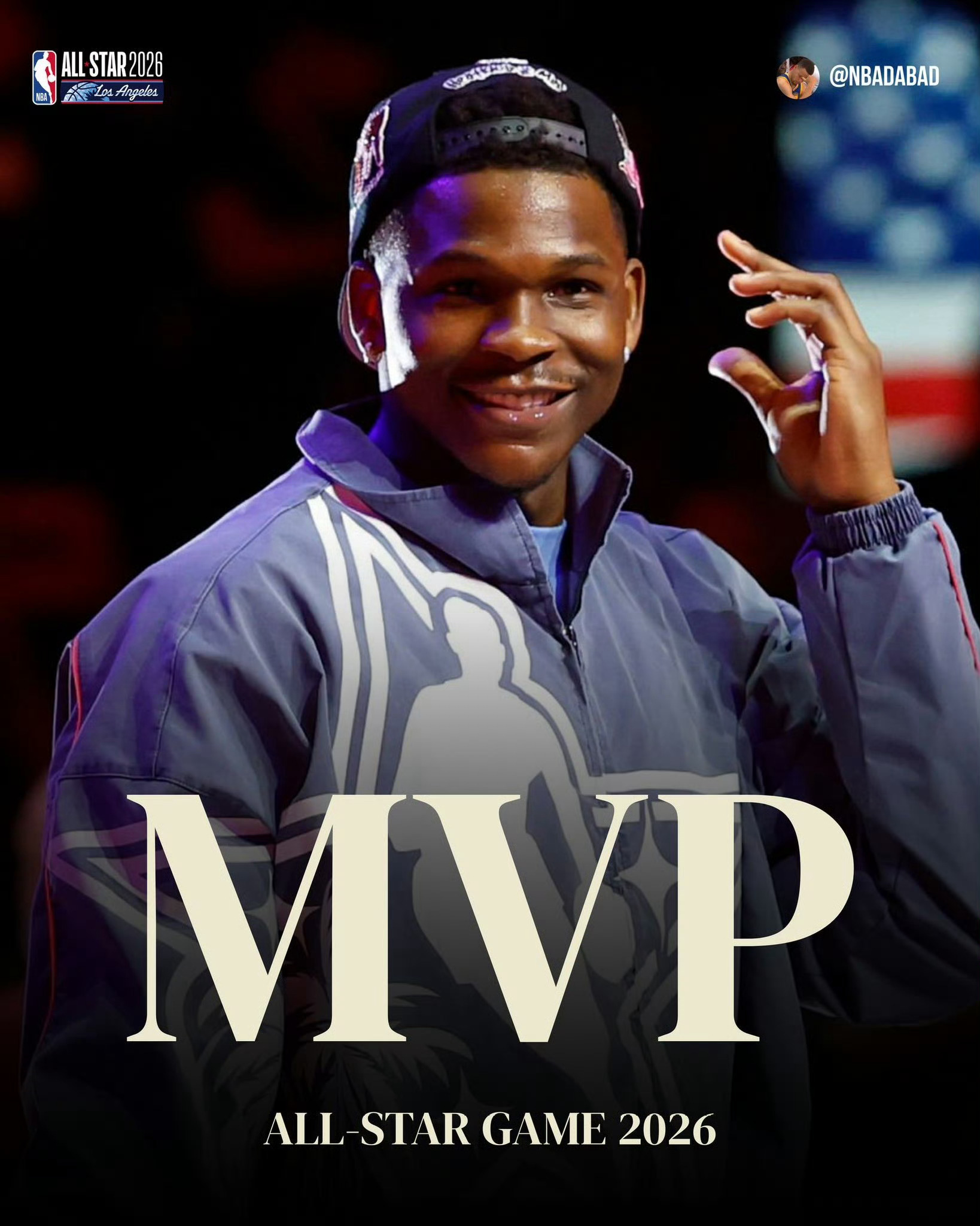 实至名归！爱德华兹当选本届全明星MVP！ 2026nba全明星爱德华兹当选202