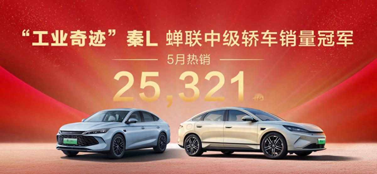 稳坐中级轿车销量榜首 “工业奇迹”秦L五月劲销25,321辆
近期5月销量数据出