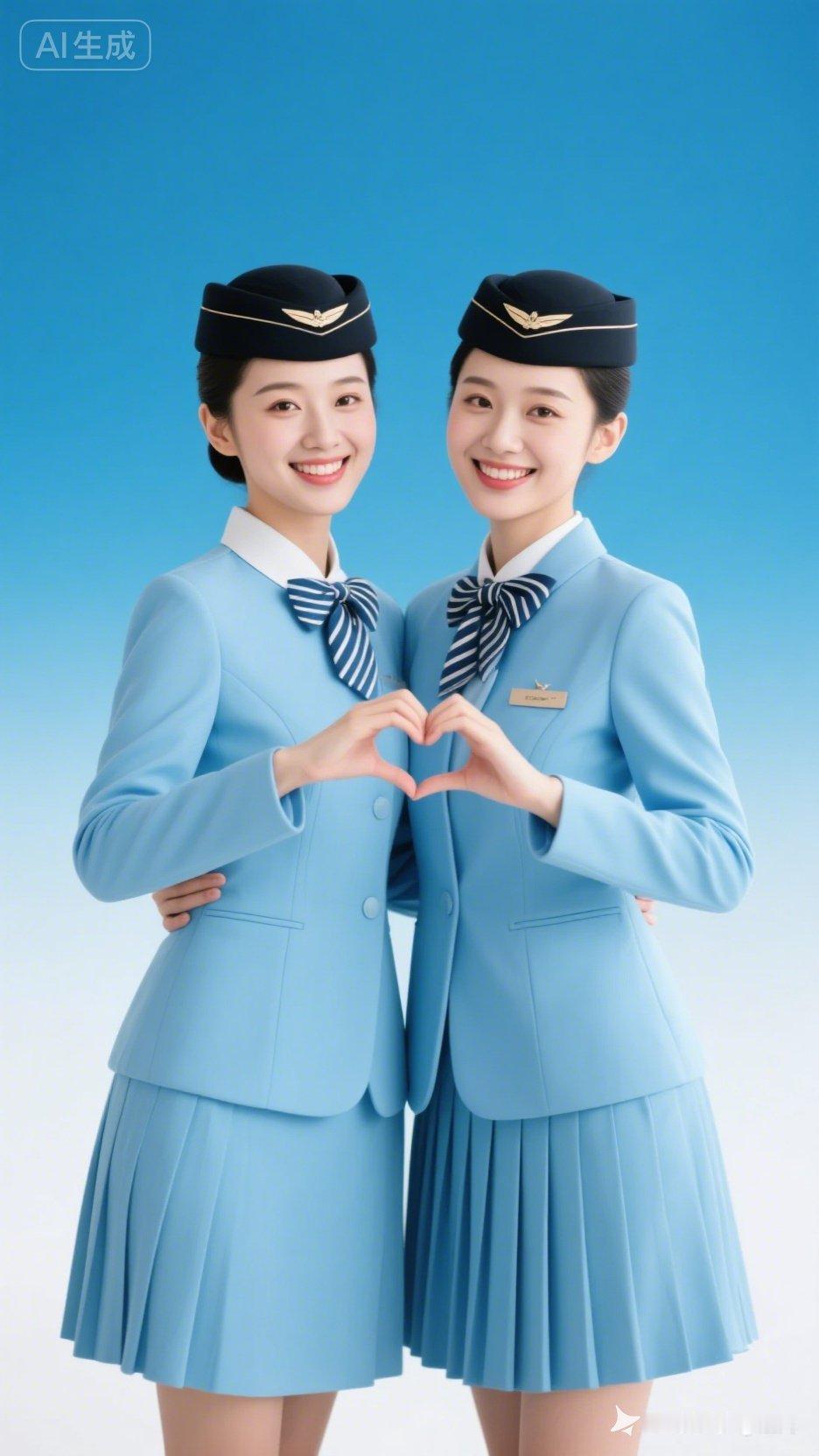 微笑空乘，爱心比心，元气满满的一天！💙💙