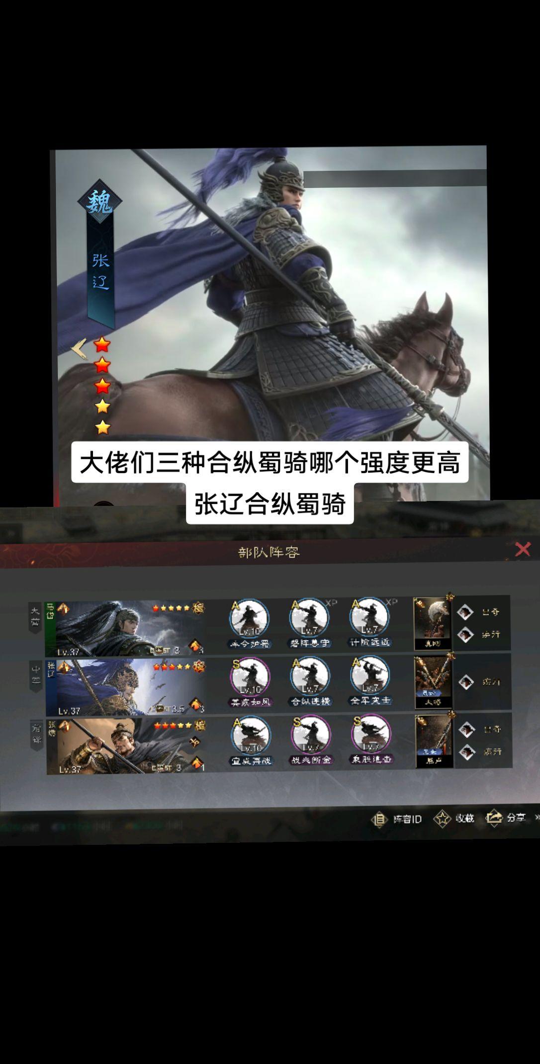 大佬们，这三种合纵蜀骑，哪个更有面。强度更高