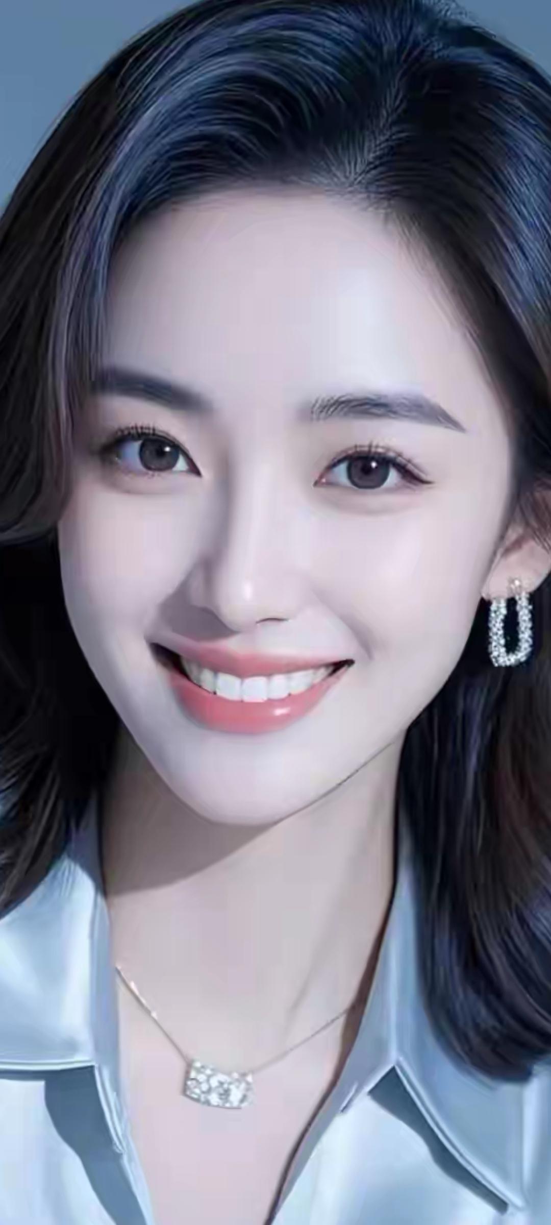 甜美笑容，闪耀耳环，优雅气质，完美女神！