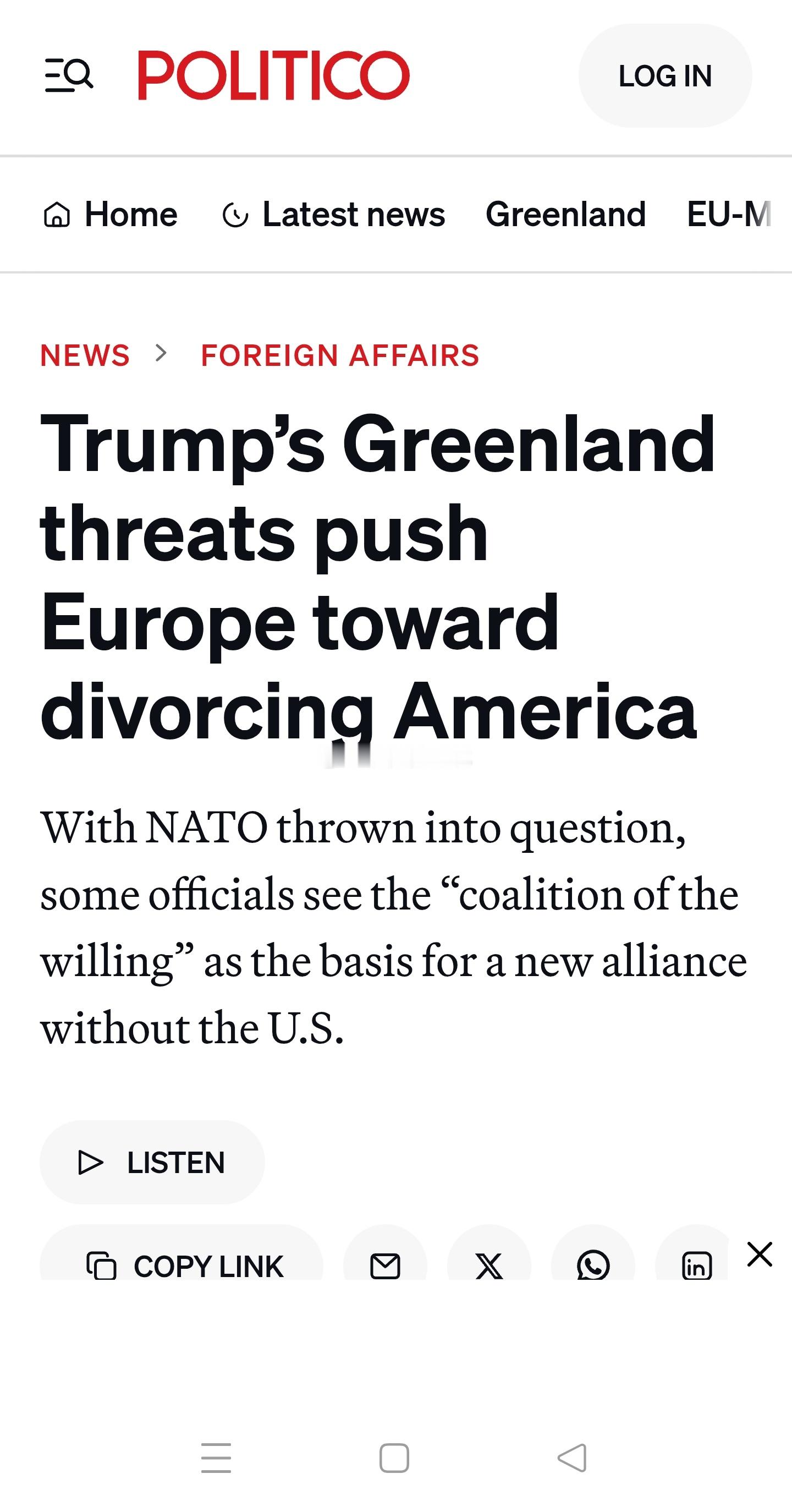 Politico的分析文章称，如同许多濒临破裂的关系一样，自特朗普一年前重返白宫