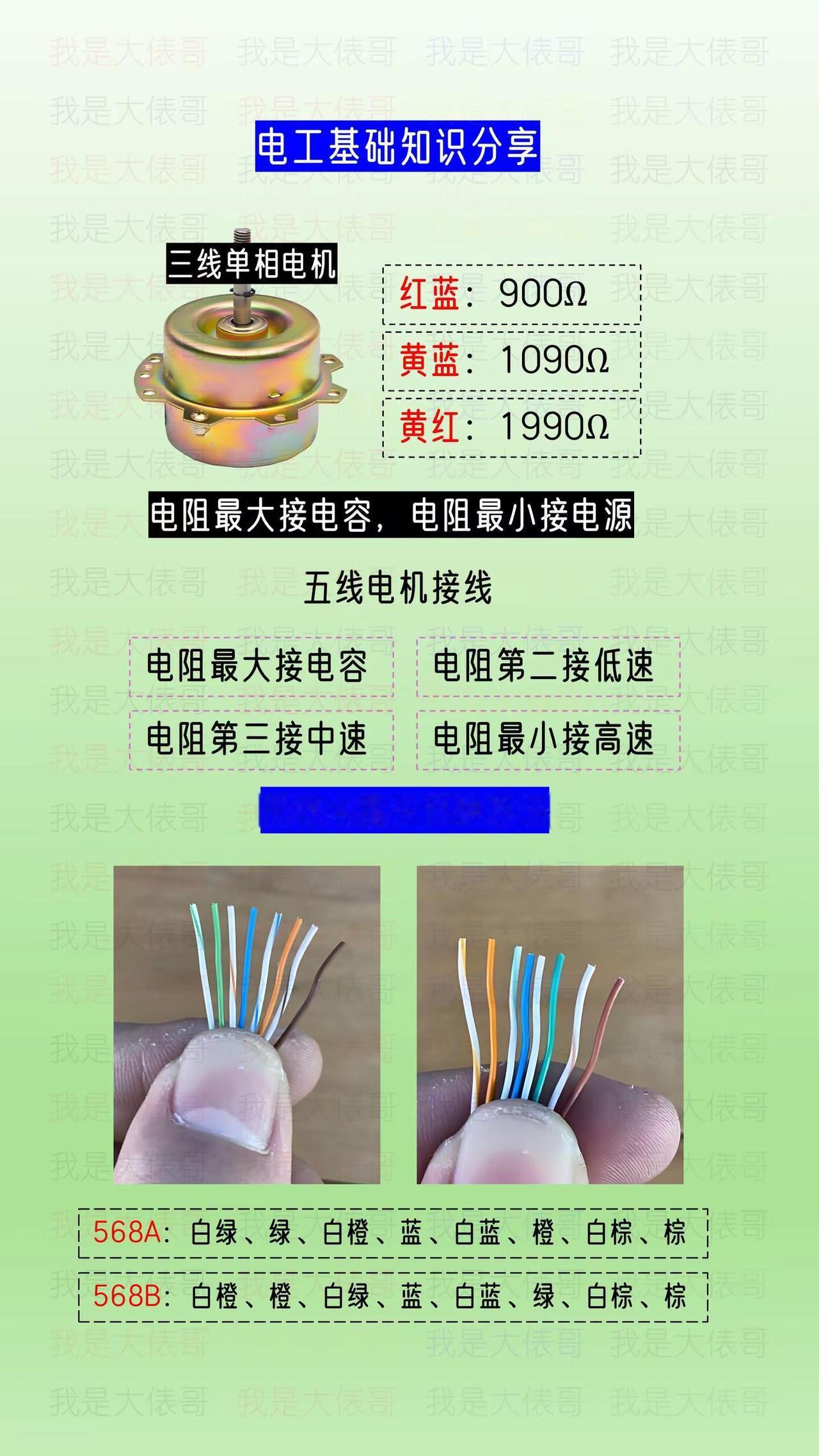 电工基础知识，单相电机接线，网线水晶头。电工 电工接线 网线水晶头 零基础学电工