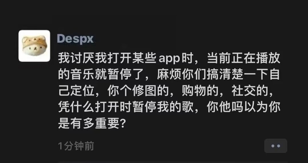真的，麻烦某些app搞清楚自己的定位，最讨厌听歌时被打断了！👌 