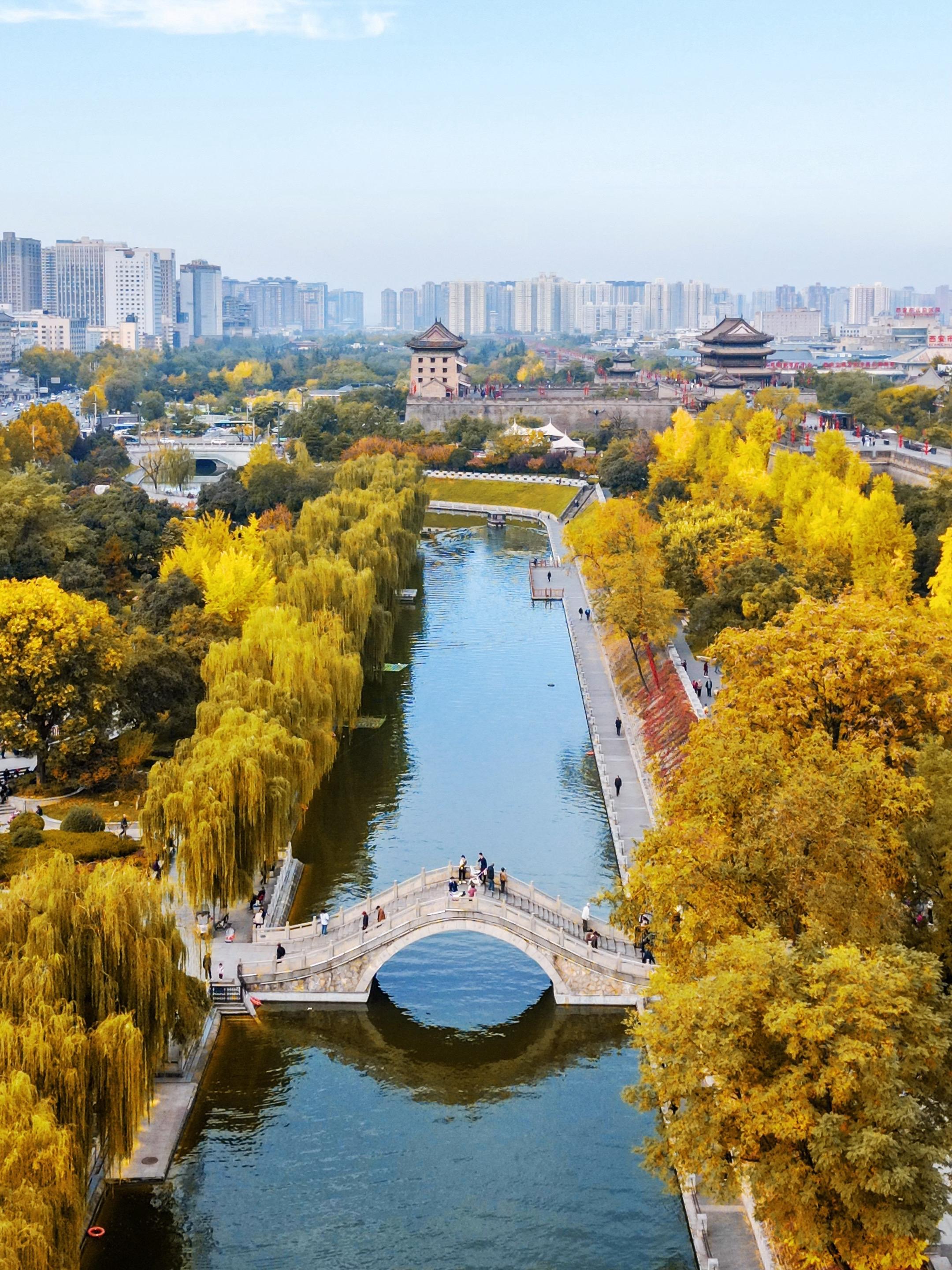 西安小众赏秋地🍂只有本地人才逛的宝藏公园❗️。西安的护城河景色真是一...
