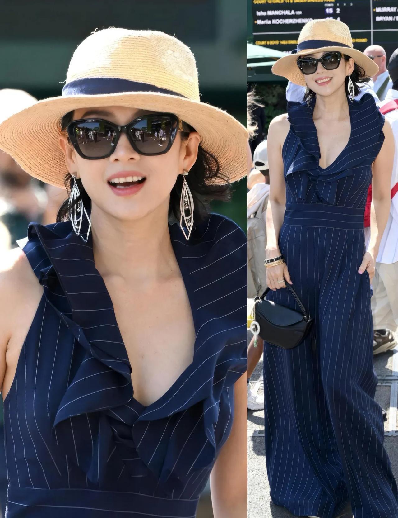 章子怡这图，终于懂“衣服是衬人的”了！
 
换个人穿这连体裤可能会普通，但她笑里