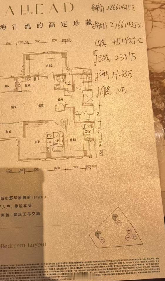 今天前海客户刚买，桂湾的海晏府，193平 总价2766万。单价14.3万，首付4