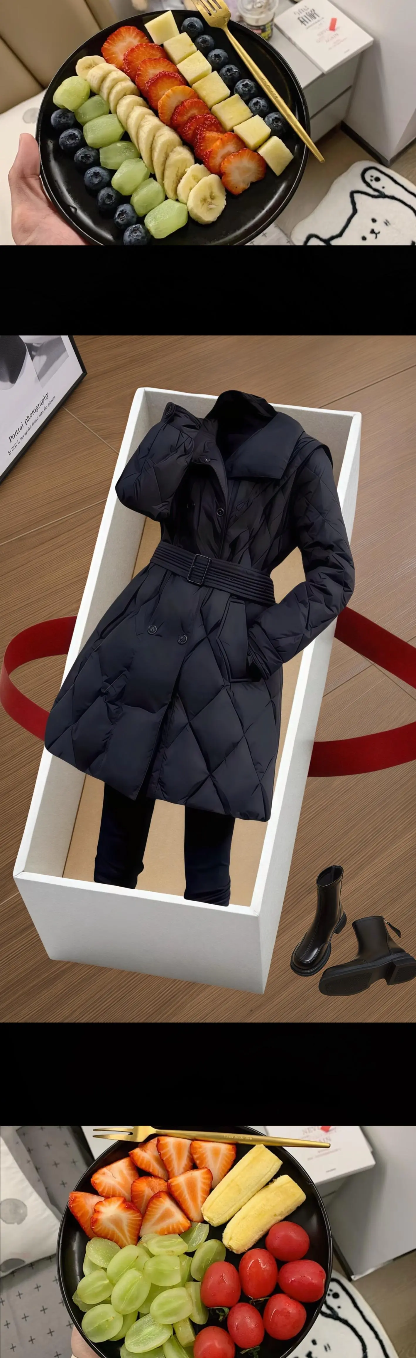 这件棉服上身很好看！修身的版型恰到好处地勾勒出身材曲线，秒变大长腿。海...