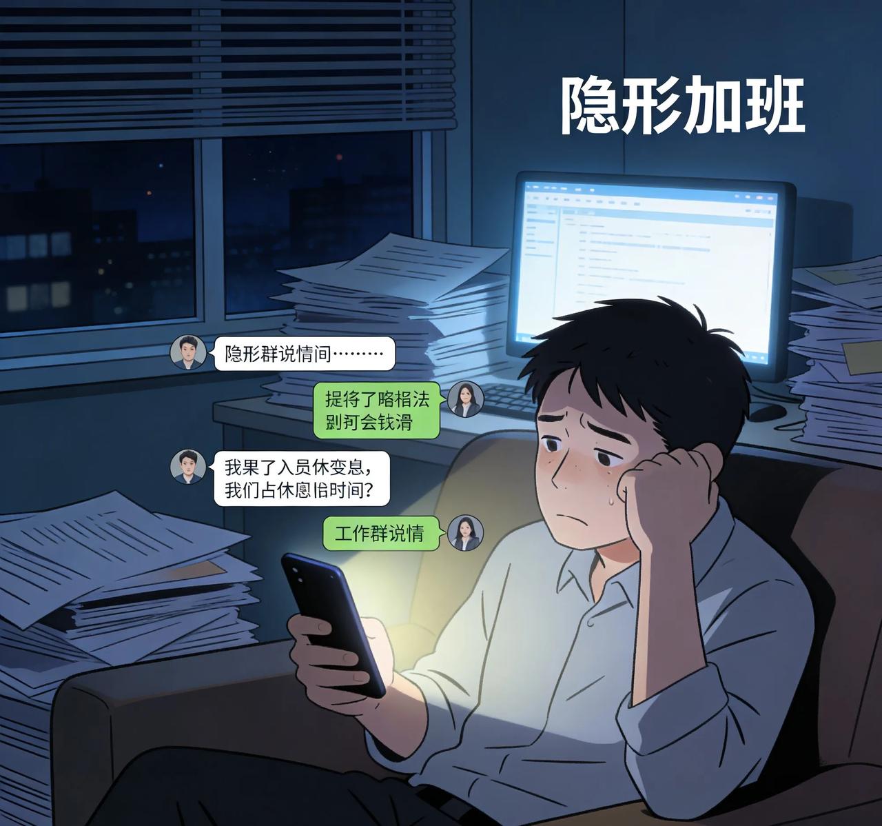 职场“隐形加班”：到底是谁偷走了咱的下班时间？
大半夜工作群里的消息、周末突然来