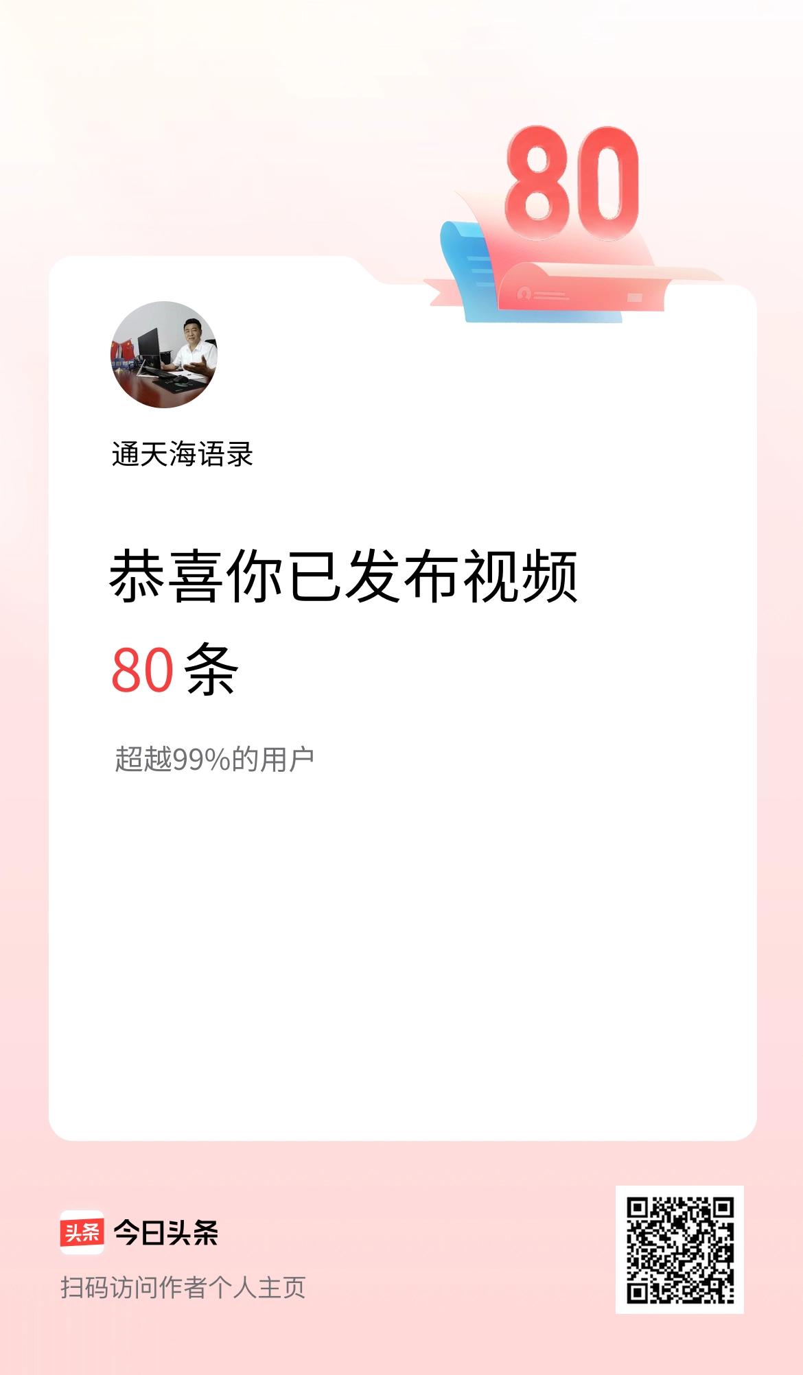我在头条累计视频投稿80个