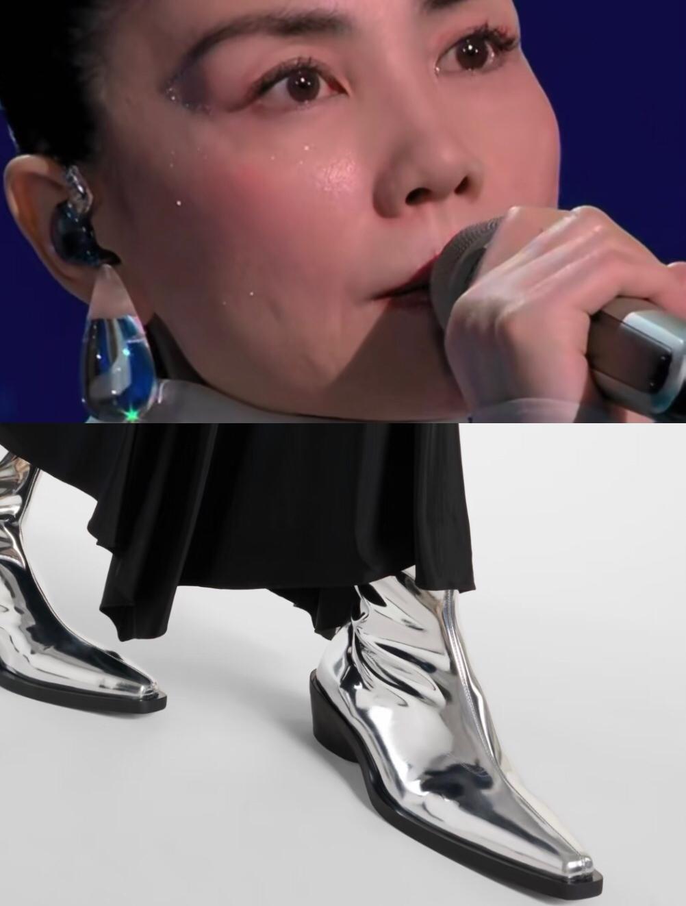 去年鬓边腮红大虾片，
今年满脸闪粉大水滴，
再加上一双科技感十足的银面战靴，
被