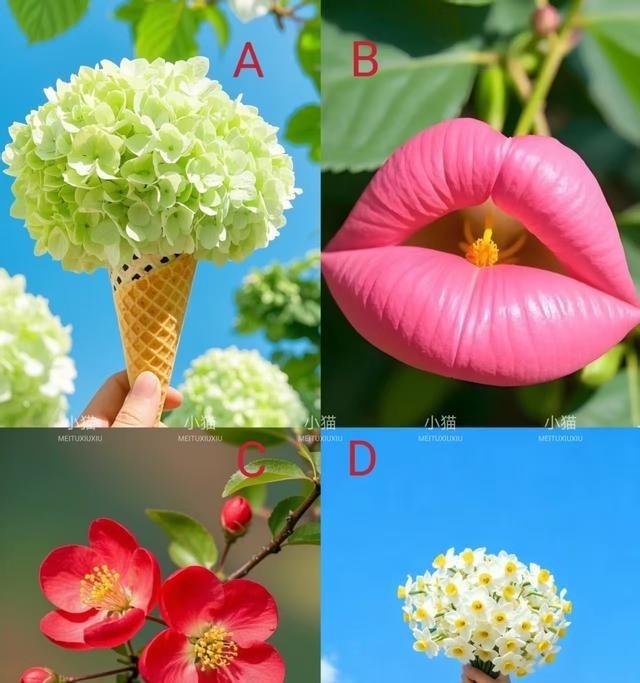 测测娃以后是龙还是虫，凭直觉选张图：绿冰淇淋、粉嘴唇、红海棠、白水仙。我选了水仙