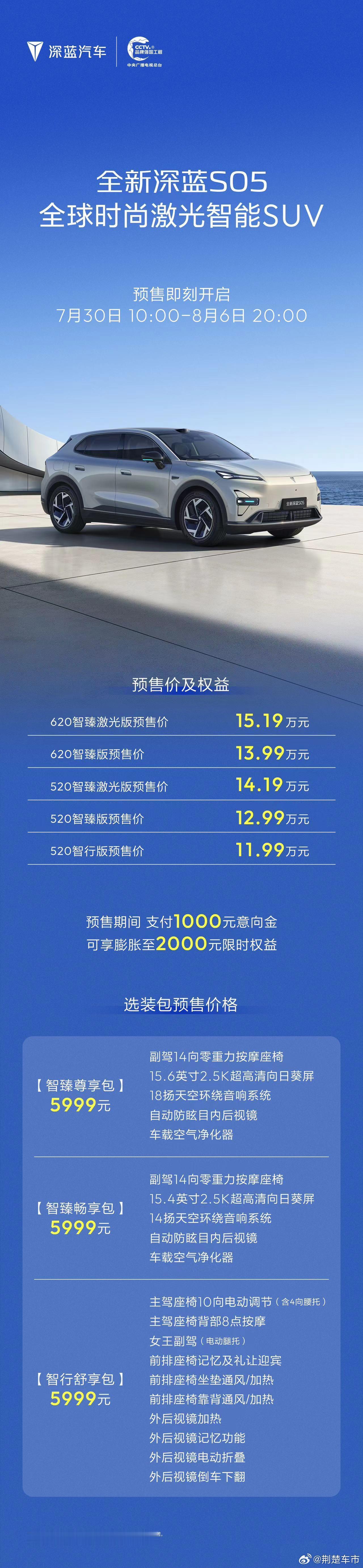全新深蓝S05 预售正式开启下单即享千元限时膨胀金解锁四大硬核越级实力出行生活迎