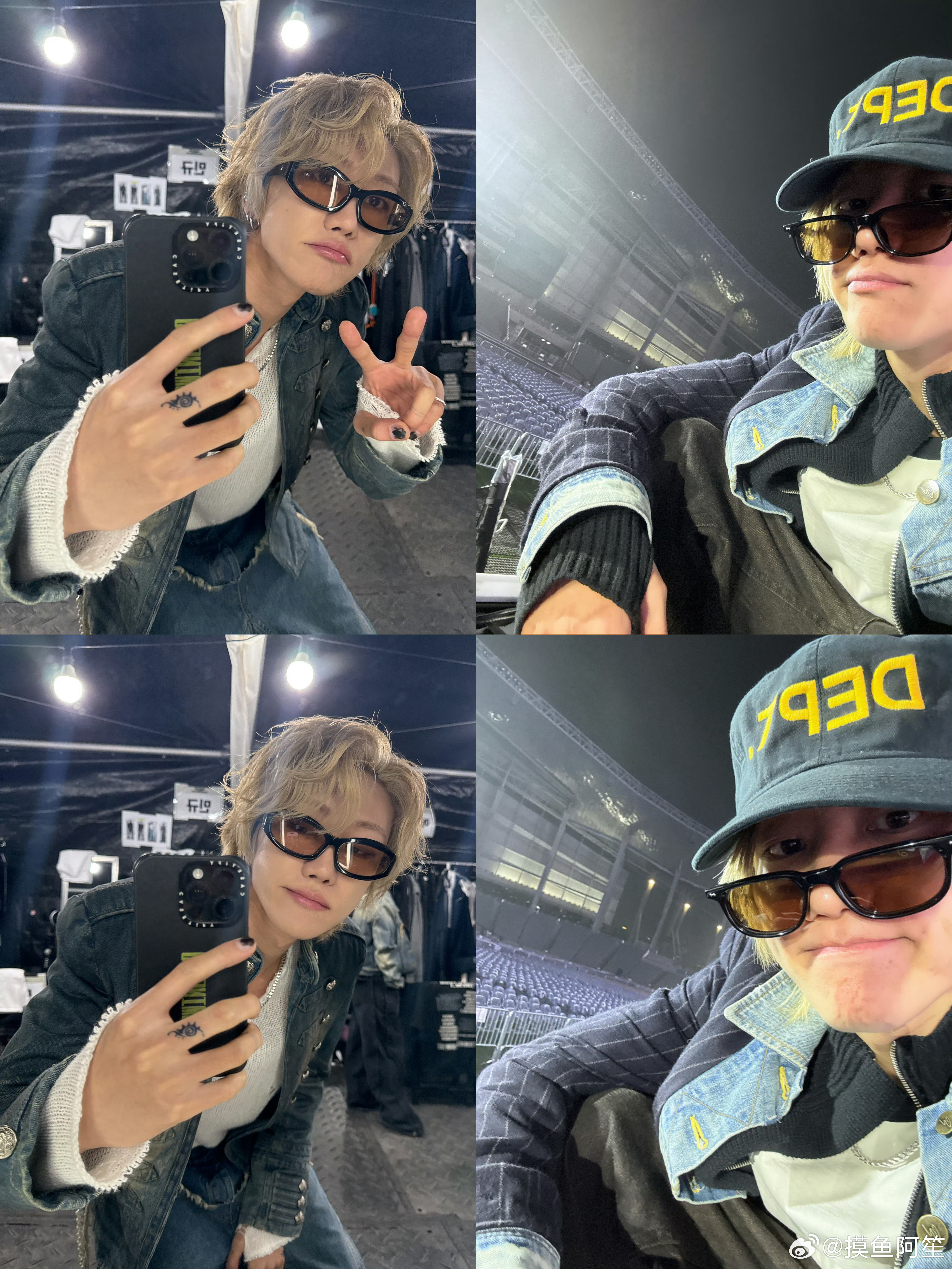 徐明浩演唱会彩排自拍，是金发卷毛小王子啊，期待今天的舞台啦！ 