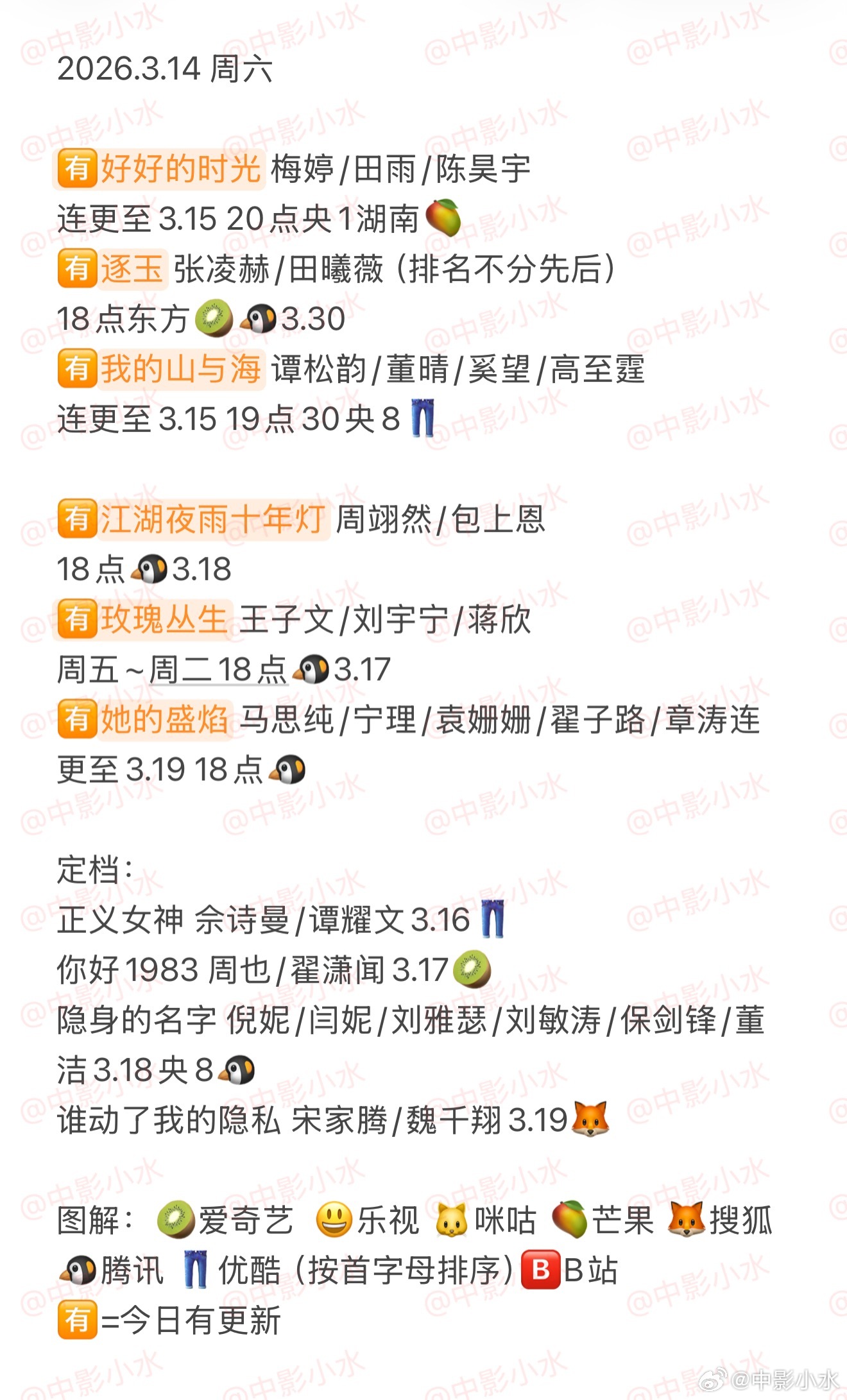 拯救剧荒 3月14日，今晚看点啥？？图1 追剧日历 图2 综艺日历  图3  已