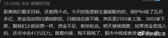 所以这是我今天盘前担心医药板块和白酒板块没有持续性的原因，上涨还得看攻击板块$上