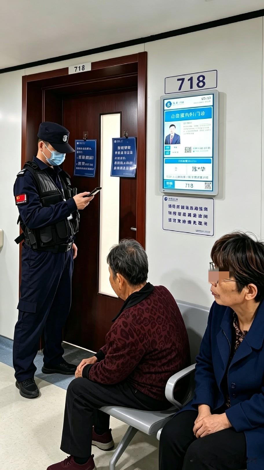谁能料到，就诊的诊室门口竟安排了保安值守！
专家号早就抢得精光，仍有不少人在等候