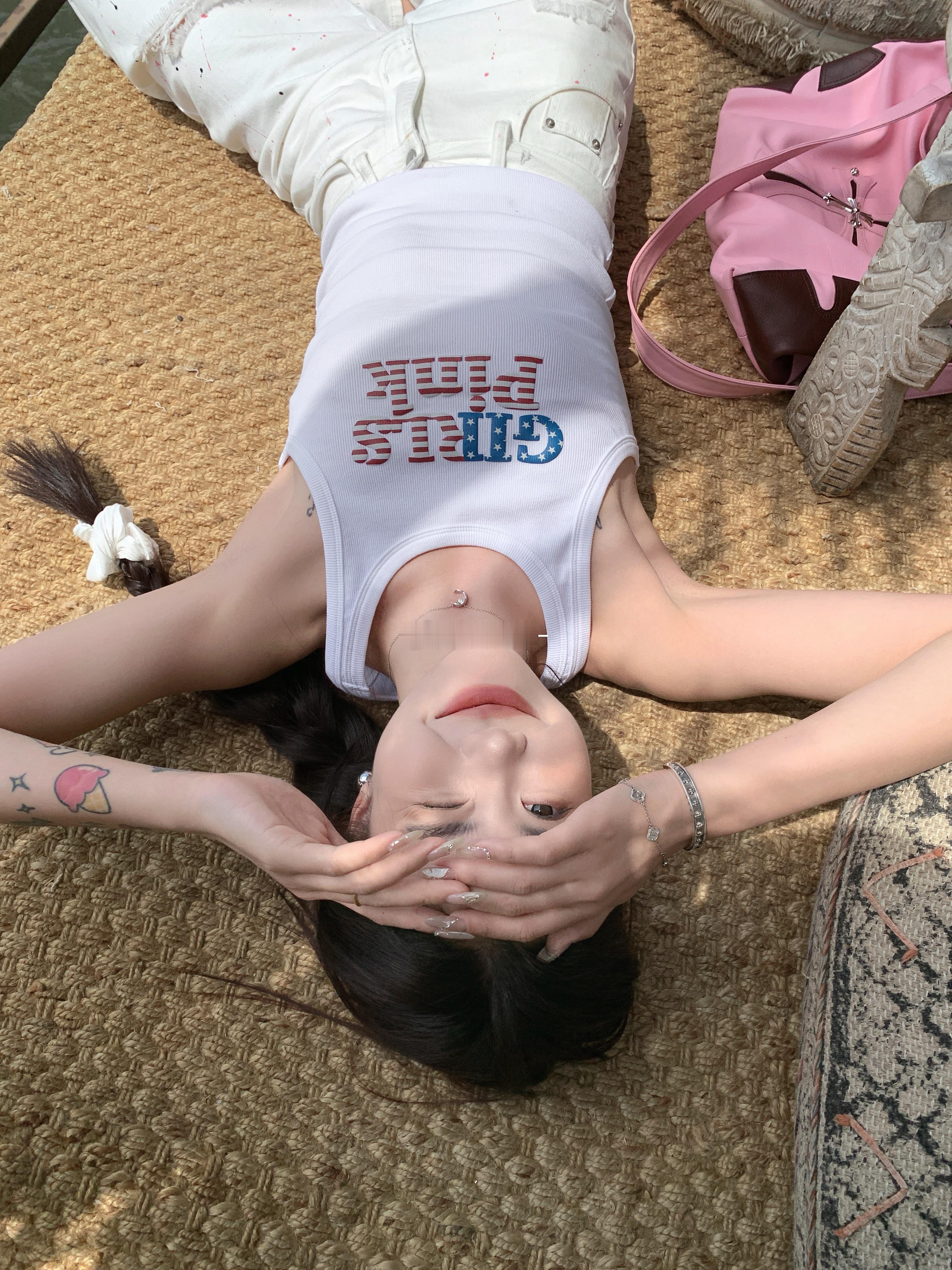美式女孩的summer days 撒银亮粉字母/数码直喷印花是加分项 双版六色美
