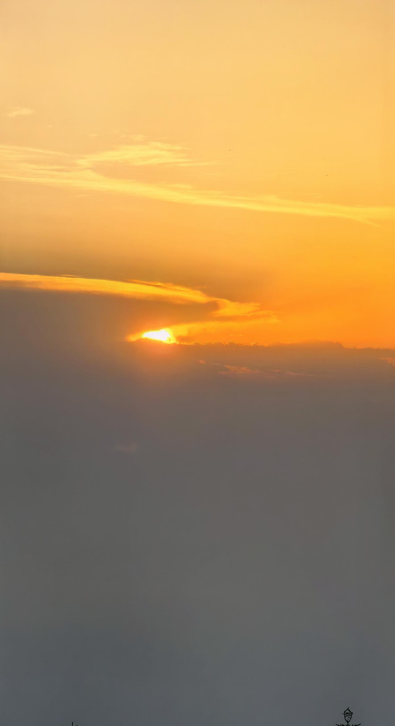 闲来无事，翻手机里的照片玩。忽然发现这张夕阳，很有意味。

去年，春暖花开的某天
