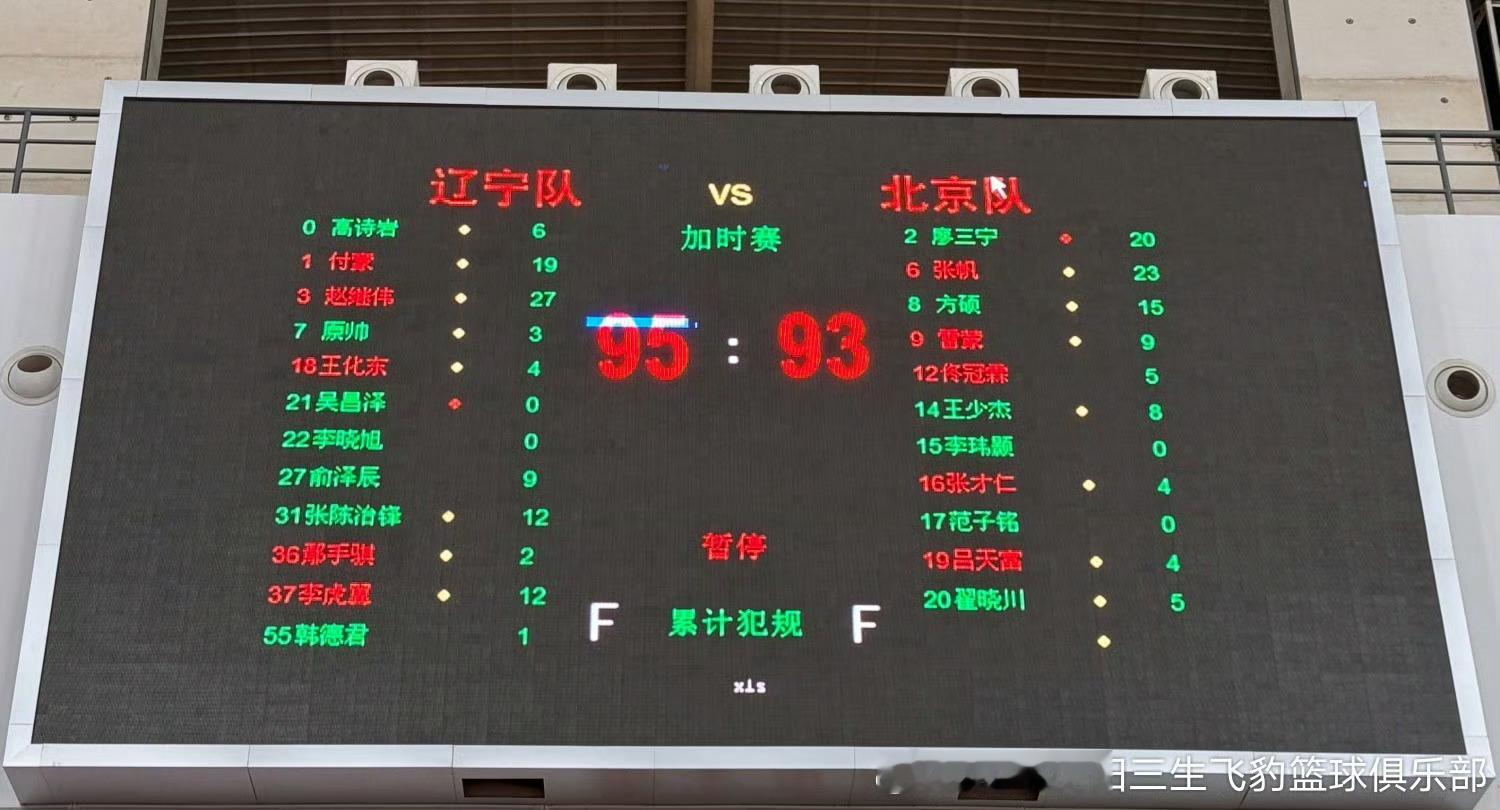 全运会热身赛辽宁95：93北京 ​​​