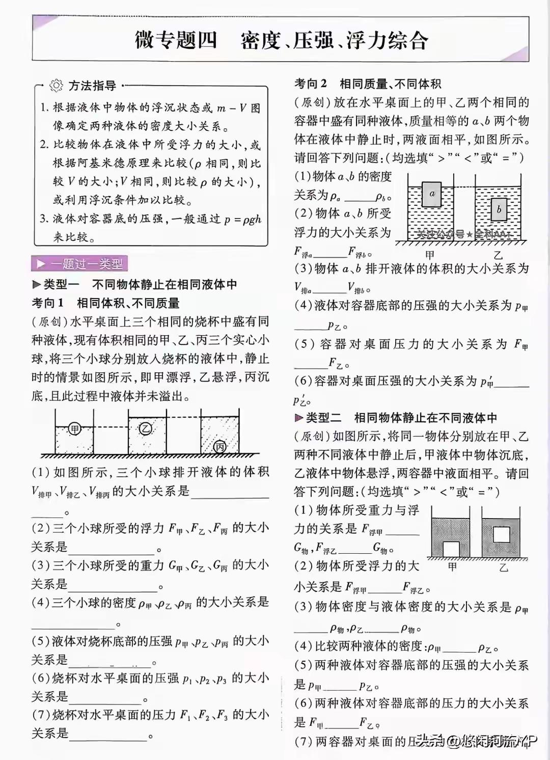 密度、浮力、压强综合测试