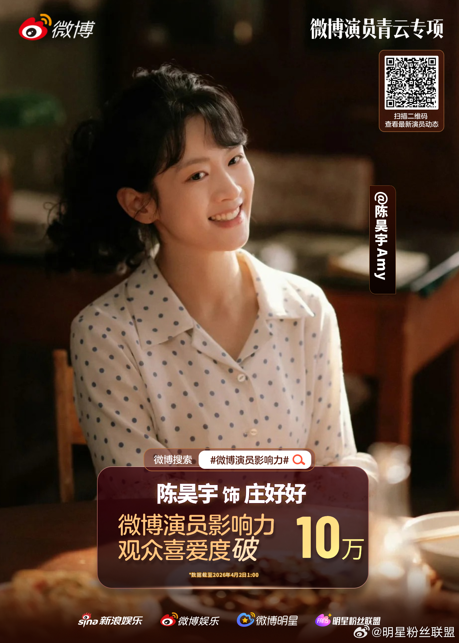 陈昊宇庄好好观众喜爱度破10万 祝贺 《好好的时光》中“庄好好”一角观众喜爱度突