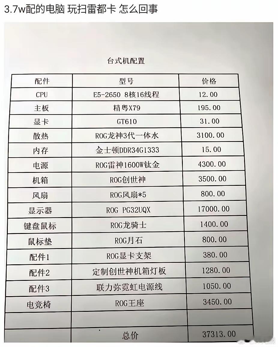 这配置不卡就怪了。猎豹的速度，老鹰的视力，猎犬的嗅觉，棕熊的力量，蝙蝠的听力，老