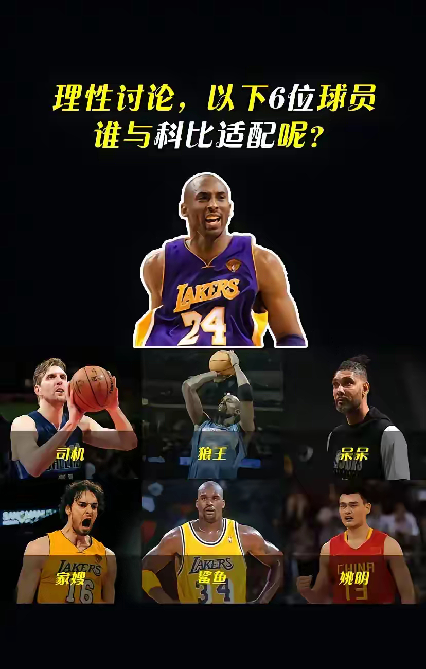 理性讨论！以下6位球员，谁与科比最适配兼容？科比KobeBryant只关于科比 