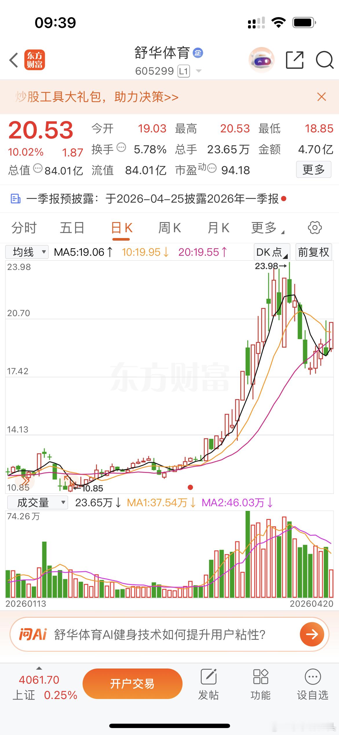 原来喝了酒复盘才能够清醒一点大胆一点，我说的那个位置是真的好！今天也涨停啦！恭喜