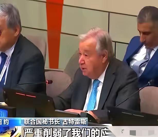 就差跪下了。联合国秘书长，古特雷斯，最近开会，就差没当着全世界的面说：兄弟们，行