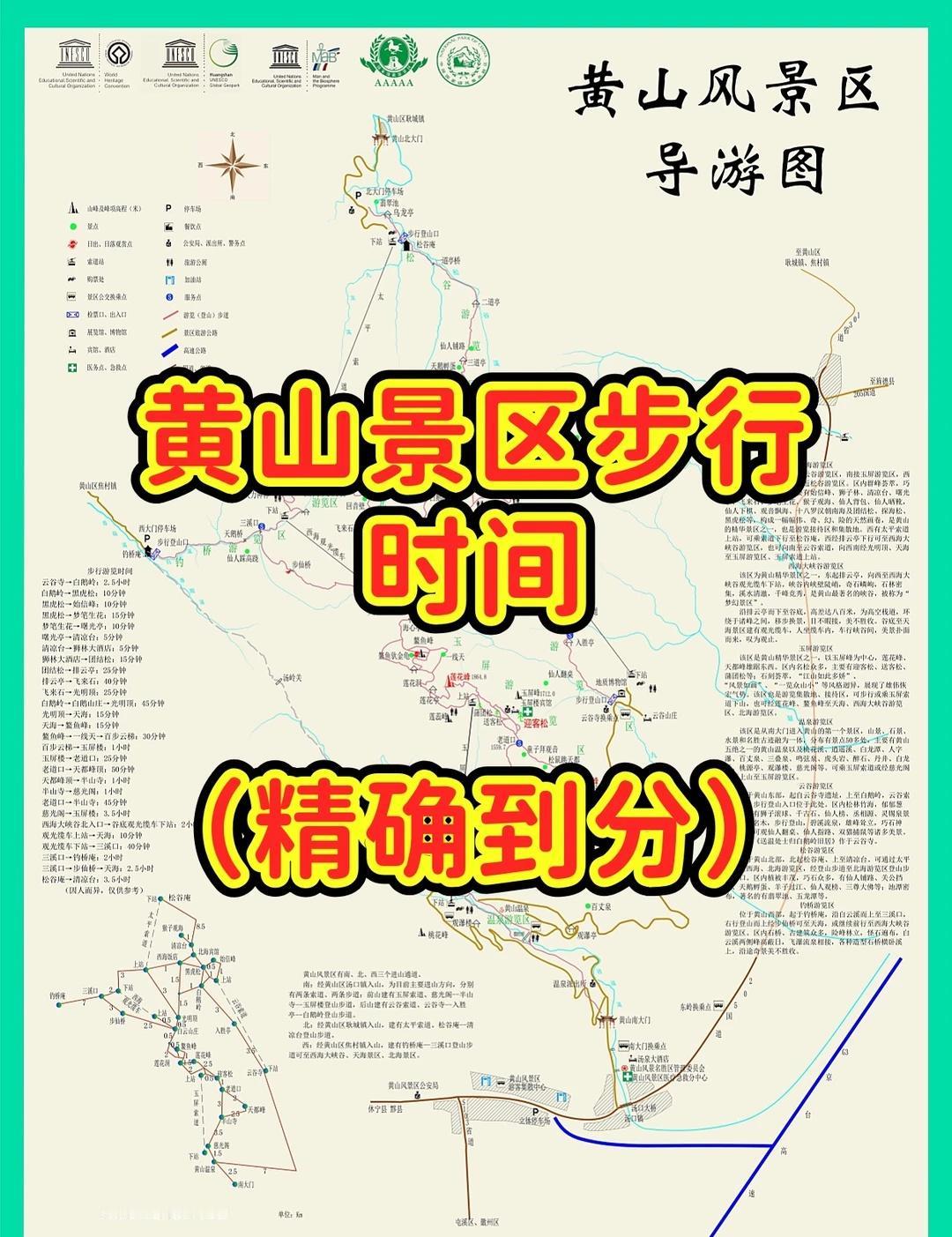 ‼️黄山景区步行时间｜精确到分⏰不绕路
爬黄山最怕啥？
就是时间没算好❗️
爬到