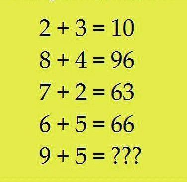 这是一道“简易数学测验” 。这里有一组特别的加法等式：“2 + 3 = 10”“