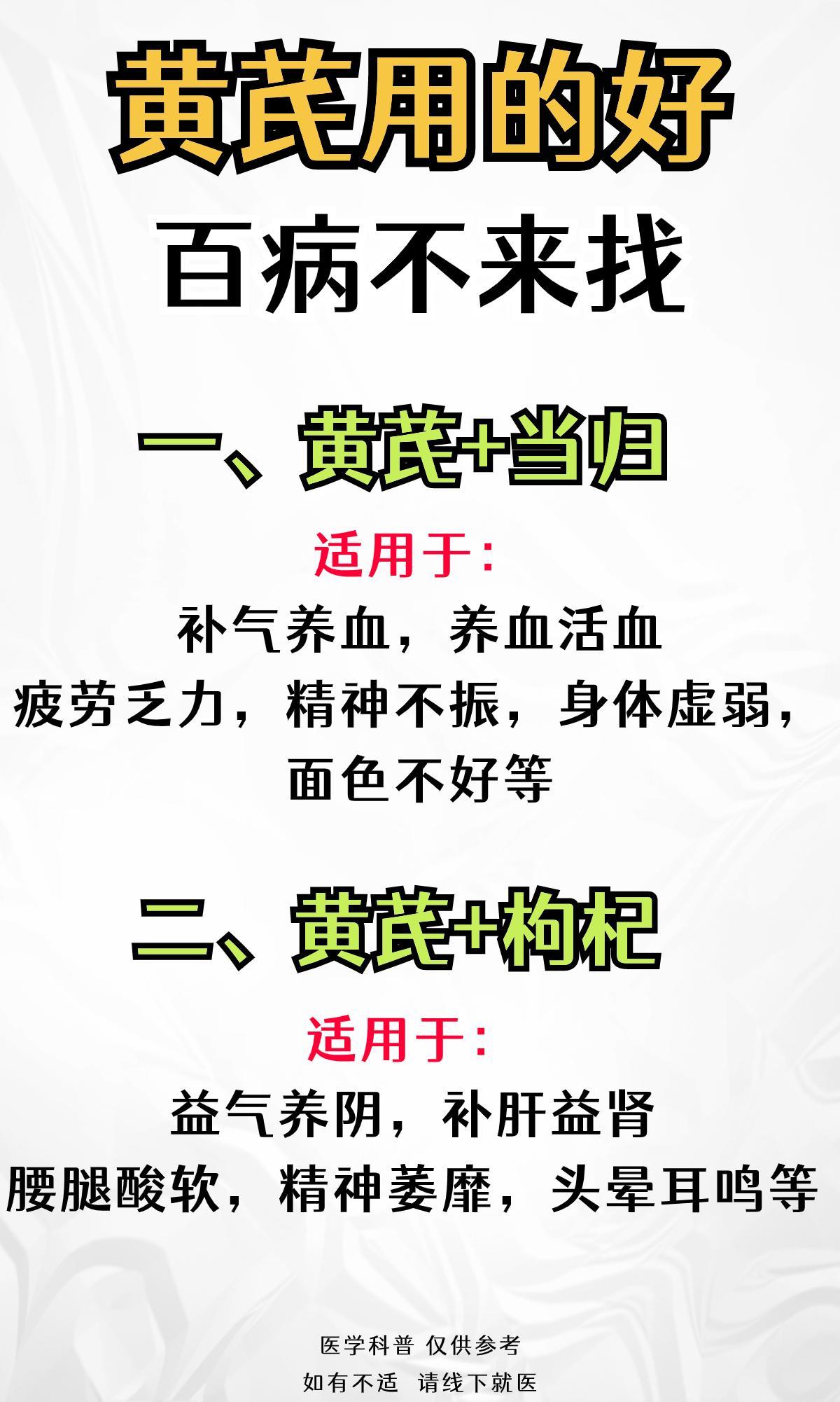 黄芪用的好，百病不来找！黄芪7个巧搭配，快快点赞收藏 ​​​