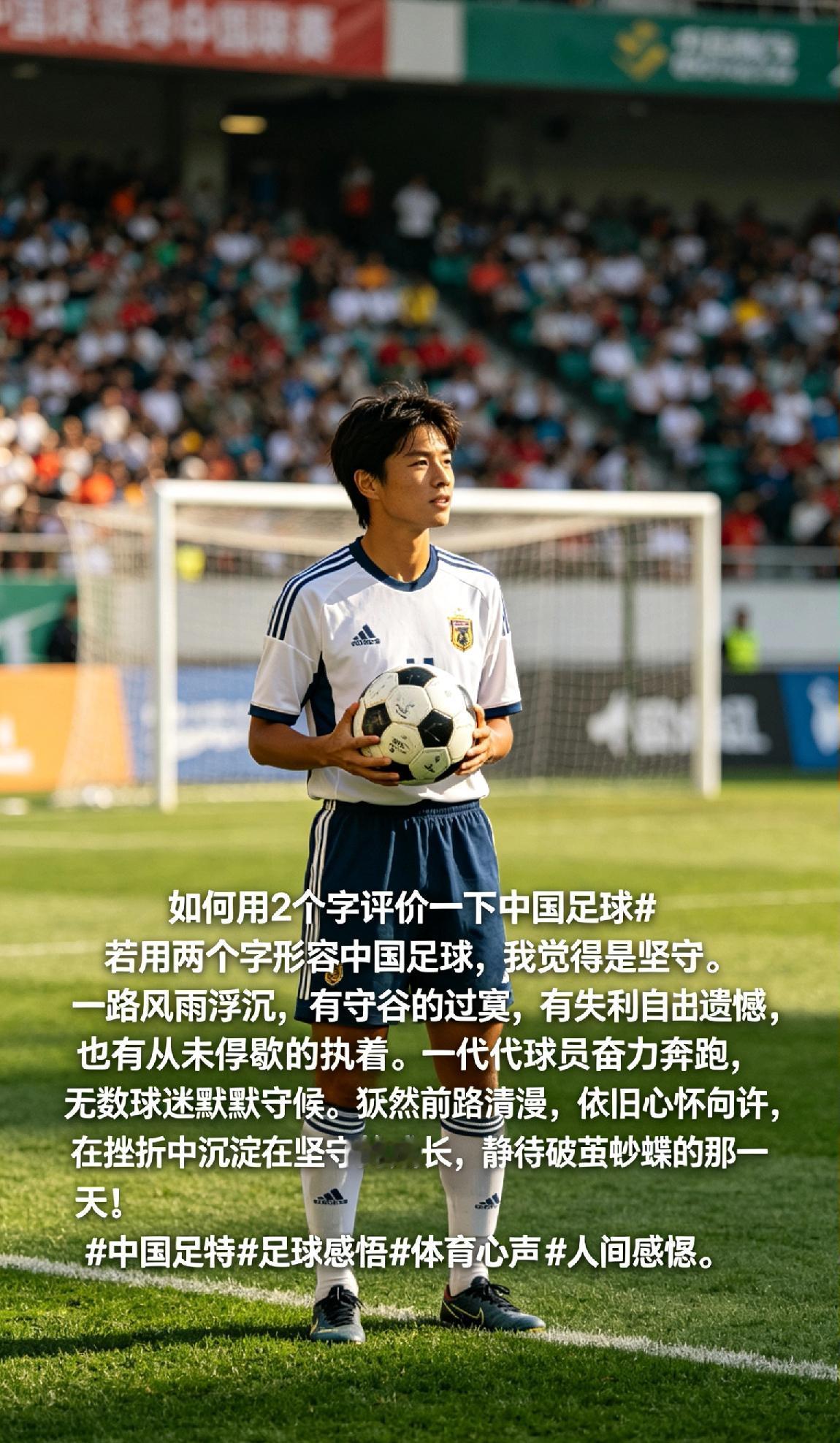 ＃如何用2个字评价一下中国足球
若用两个字形容中国足球，我觉得是坚守。
 
一路