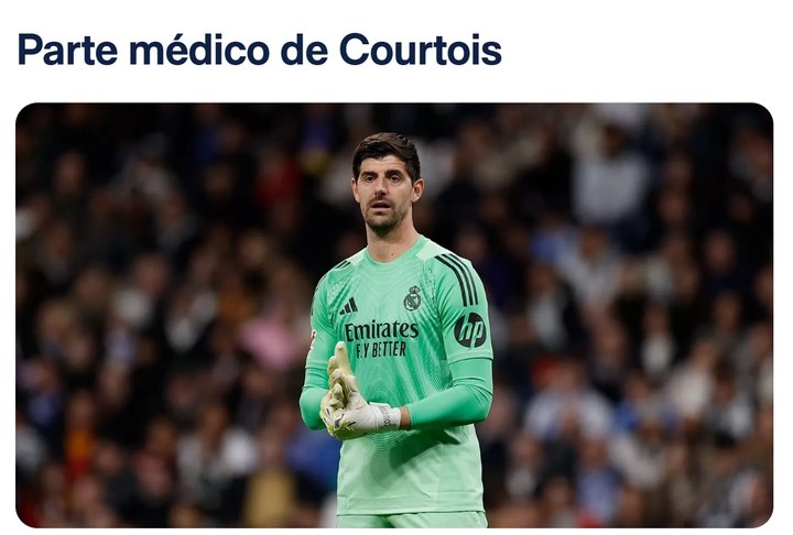 库尔图瓦右腿肌肉受伤，预计伤缺一个半月 