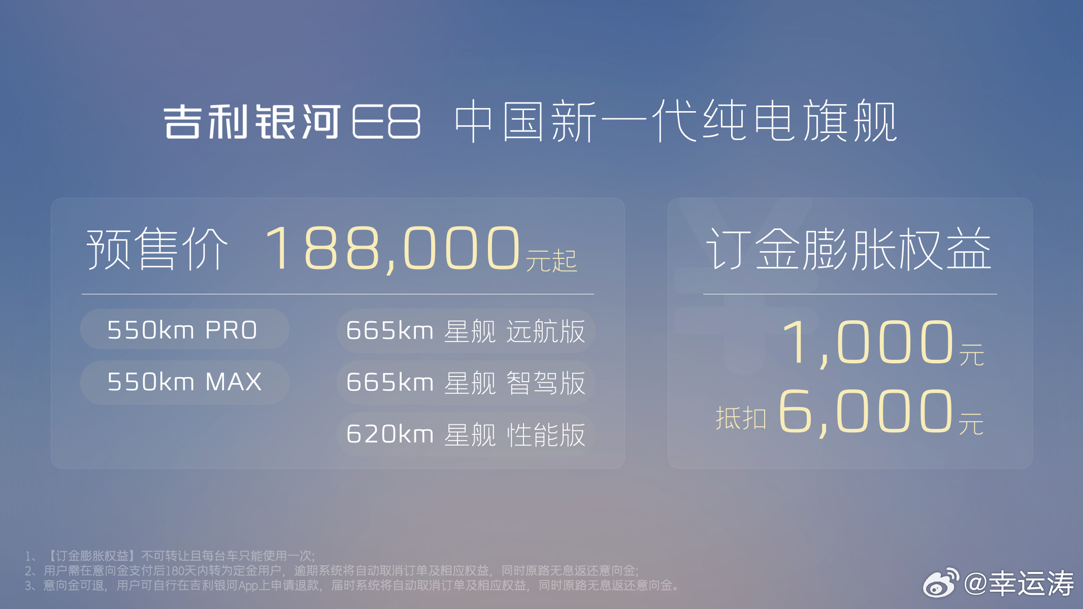 好家伙还得是大吉利啊！！银河E8预售价18.8万起！真正售价估计还会更低啊，这次