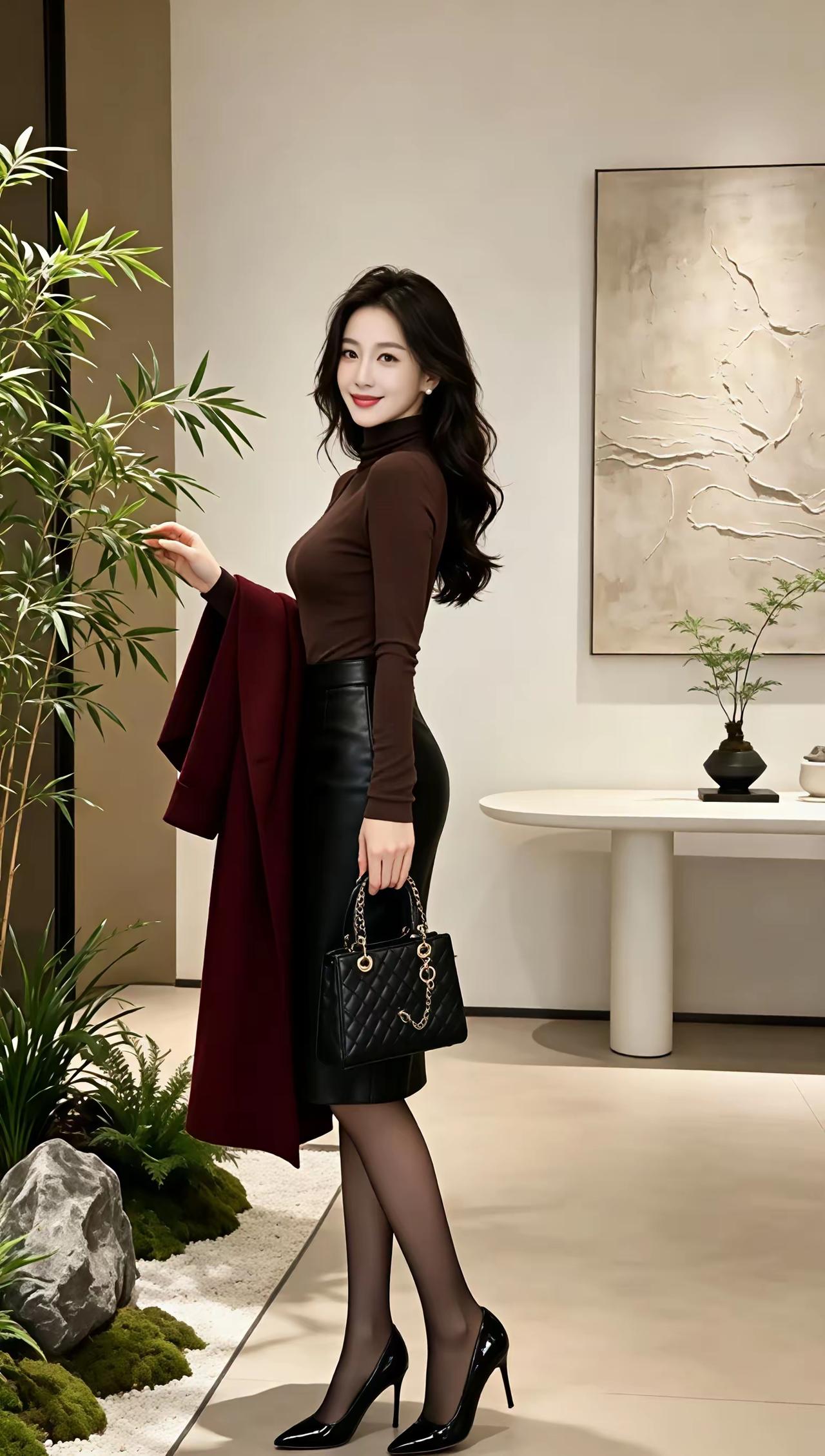 室内休闲而优雅，一组高雅气质美女，就问你喜欢不喜欢？知性美女穿搭分享分享卓越的优