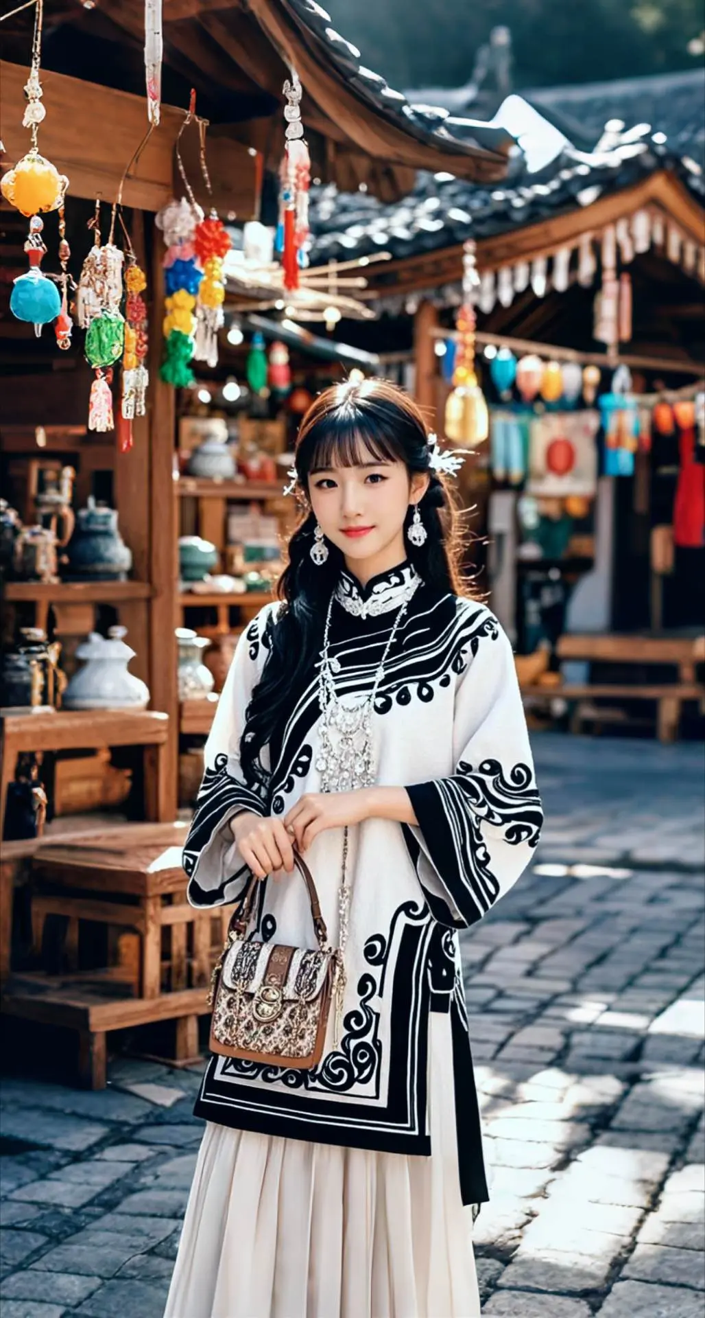 AI扩图 AI古巷佳人