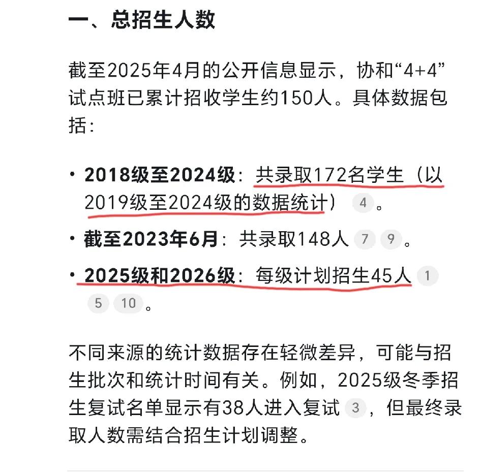 协和4+4一共招收过多少人？
从2018年开始招生，到现在2025年，据说202