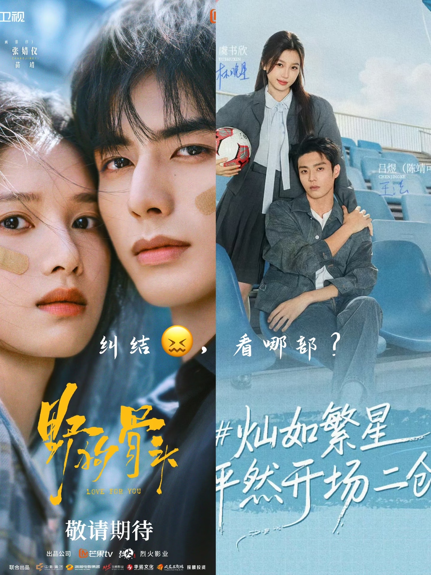 七月五日双剧开播，宋威龙张婧仪《野狗骨头》和虞书欣陈靖可《灿如繁星》对打，你看哪