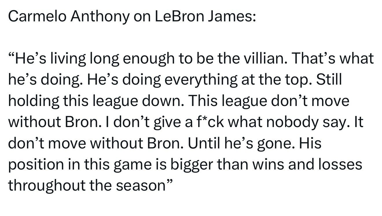 安东尼这番话，道尽了詹姆斯最真实的江湖地位安东尼作为老兄弟，一句话戳破真相：詹姆