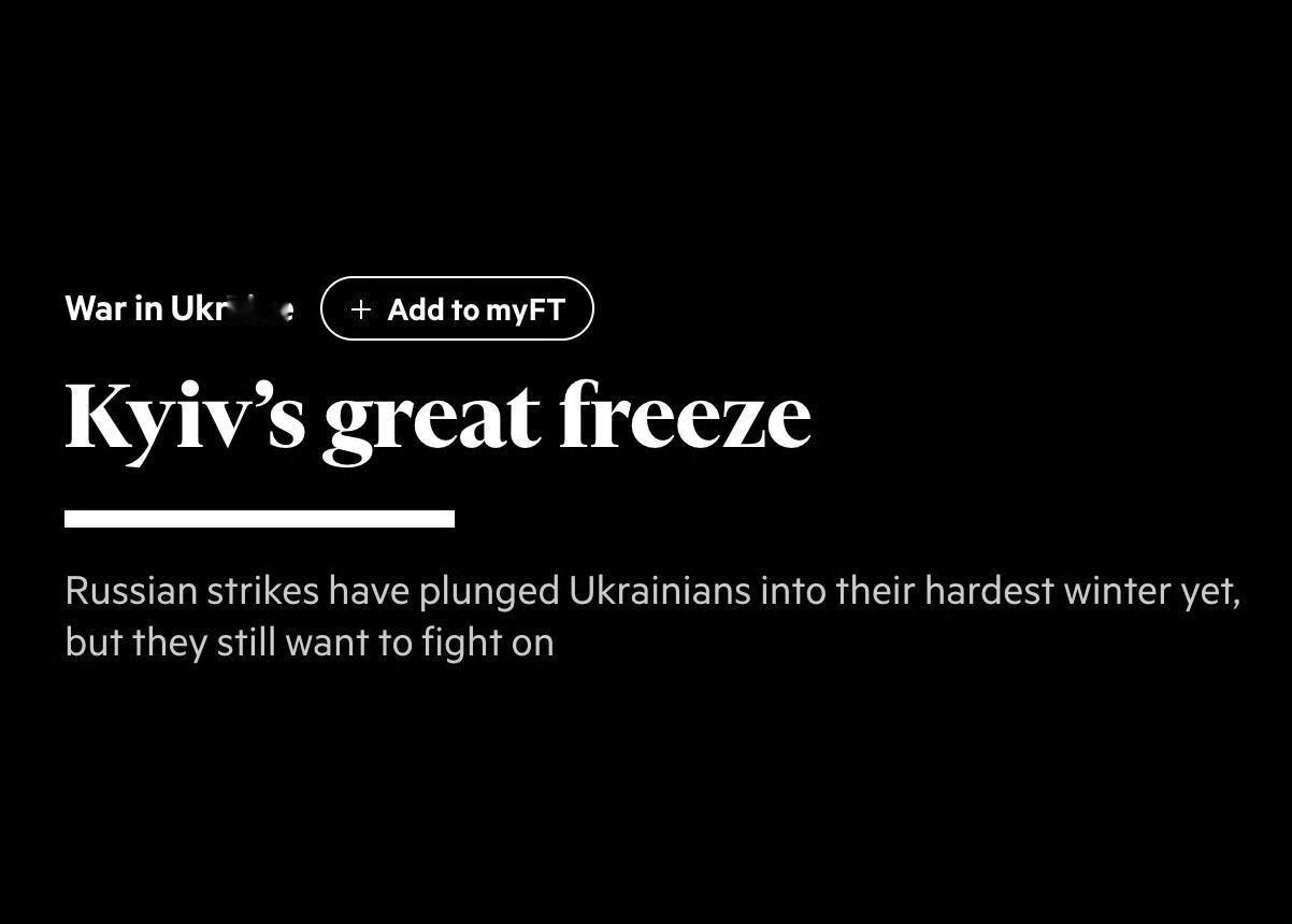 据《金融时报》报道，在1月针对能源基础设施的大规模袭击期间，由于缺乏导弹，爱国者