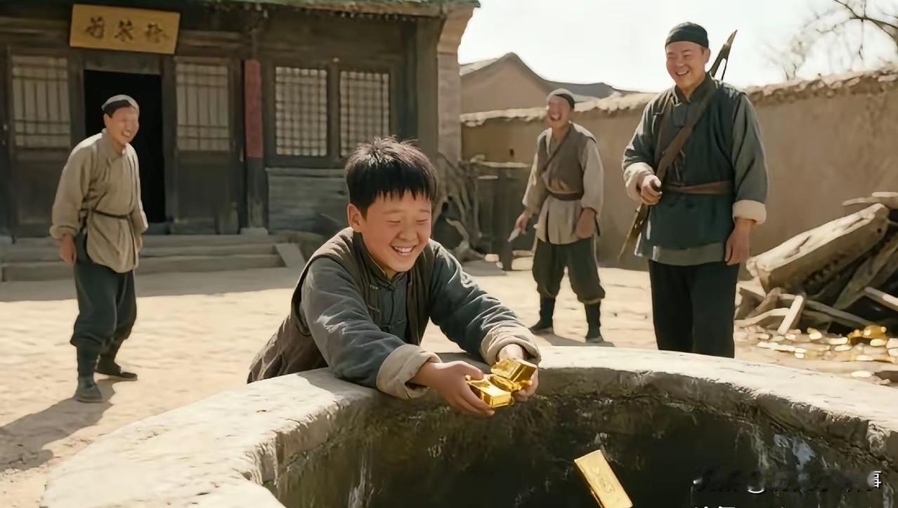 地主家傻儿子每天往井里扔金条，长工们笑他败家，土匪进村那天把家抄空了，傻儿子指着