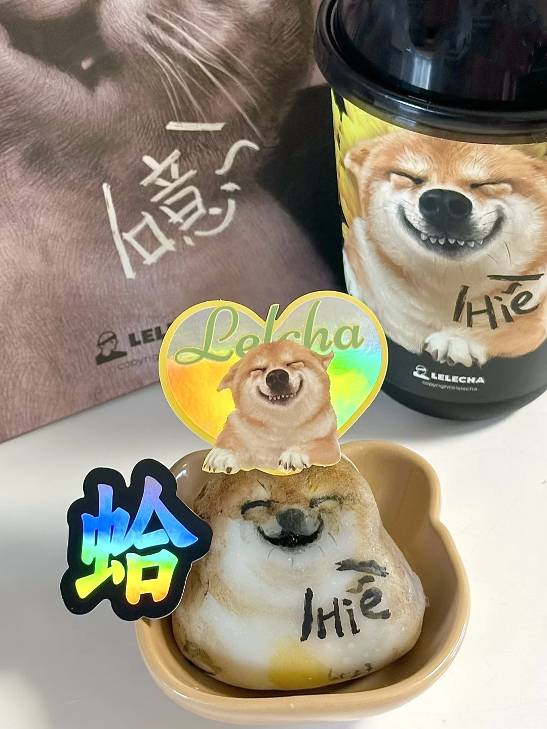 LEmoji柴犬红豆糯米糍搭配可可脏脏冰
