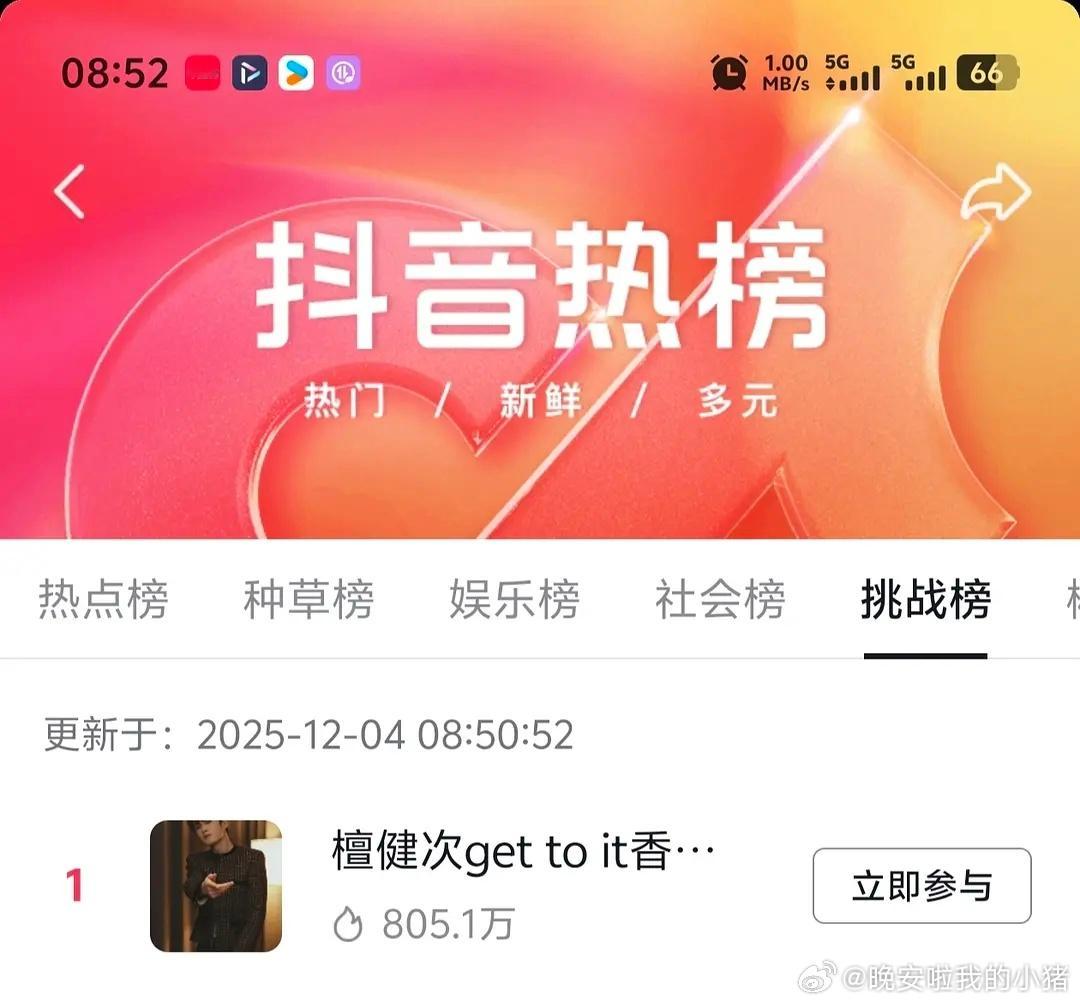 檀健次新曲已经迅速登上 dy 双榜第一